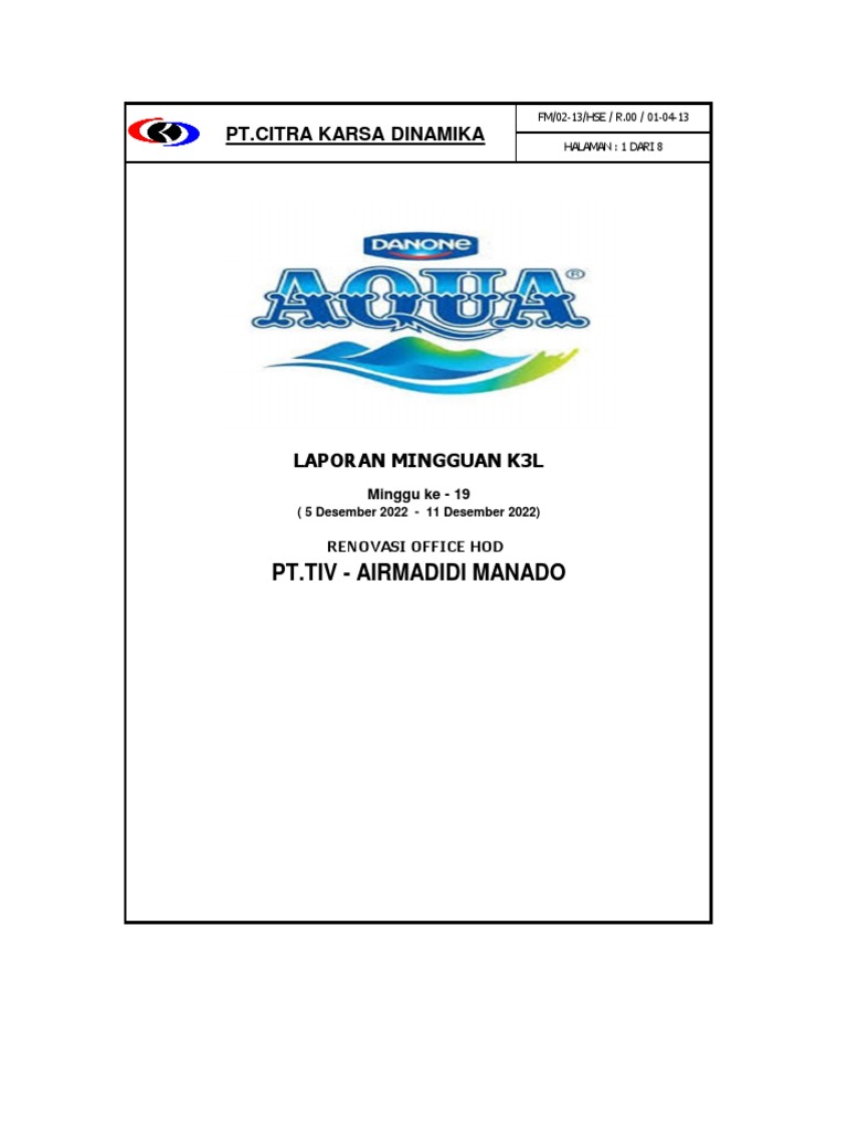 72 A Weekly Report Hse Pdf