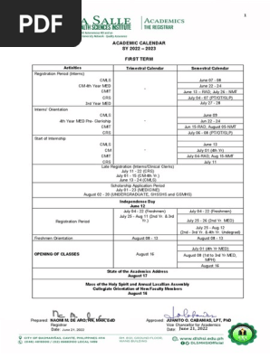Academic Calendar AY 2022-2023 - College PDF | PDF | Academia | Vocational  Education