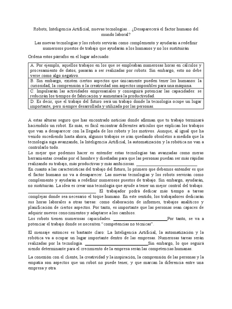 Futuro Laboral: Robots y el Factor Humano | PDF | Robot | Robótica