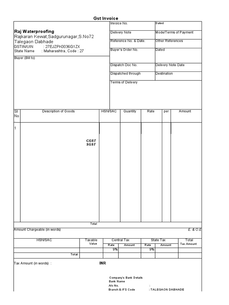 GST Invoice Format for Waterproofing Services | PDF