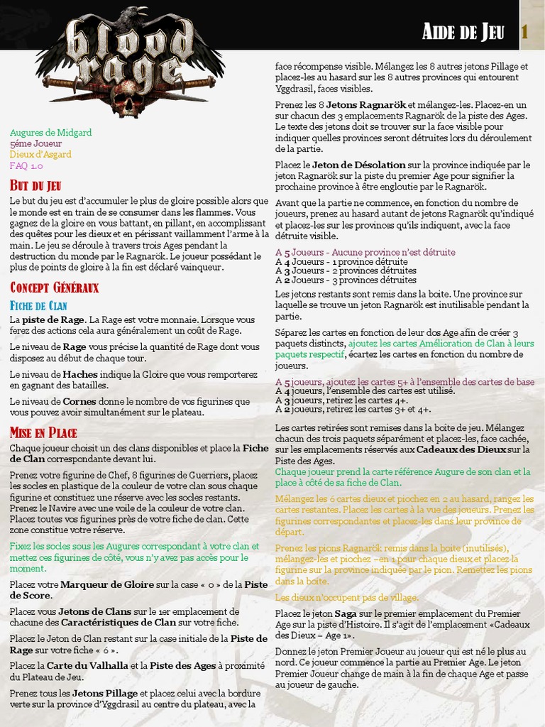 Règles de Blood Rage en PDF | PDF