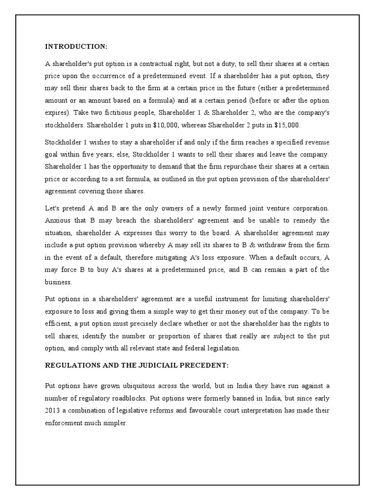 Put Options | PDF | Option (Finance) | Put Option