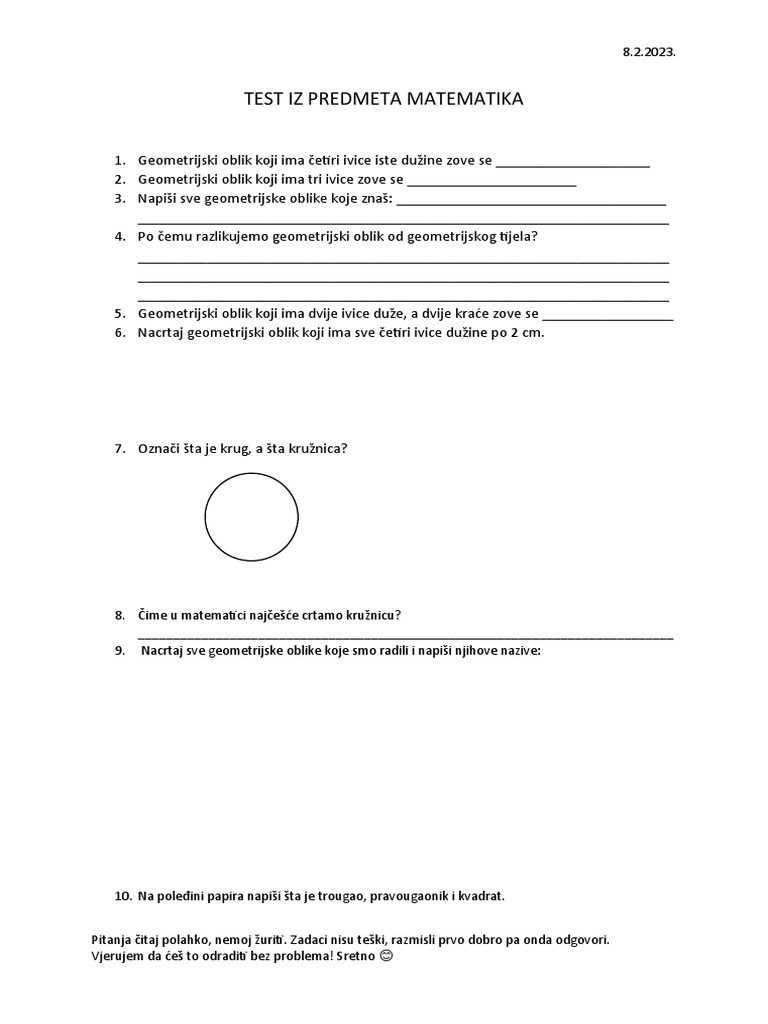 TEST Matematika Geometrija | PDF