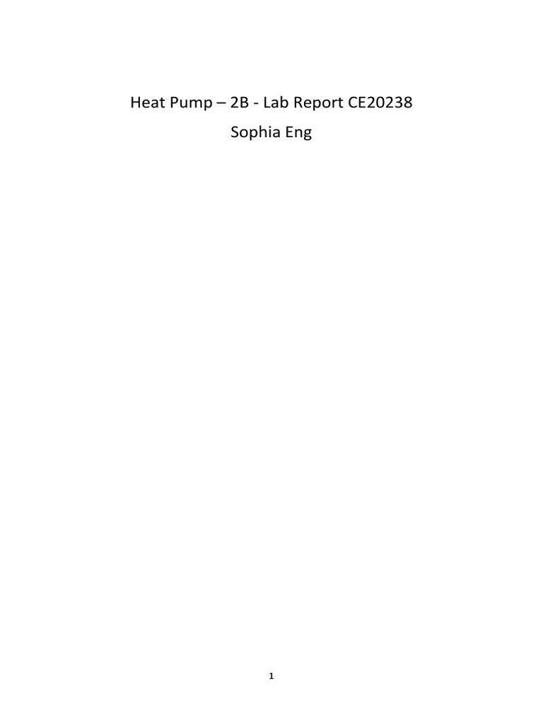 Heat Pump Lab Report PDF Quantity Energy Technology