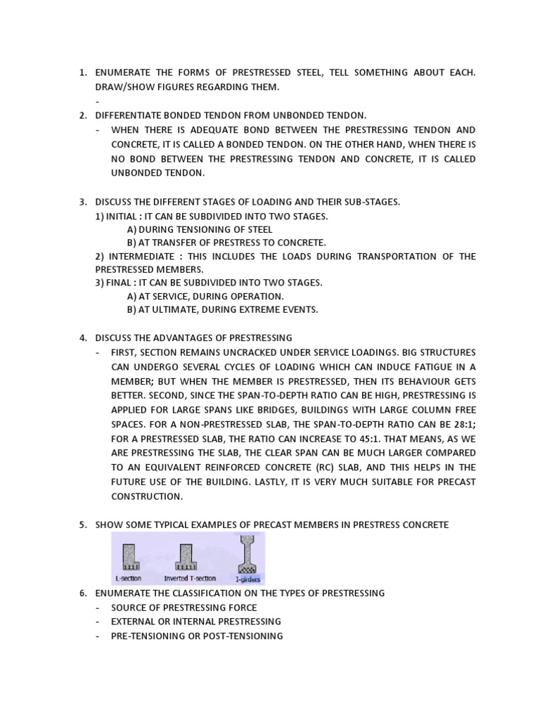 Enumerate The Forms of Prestressed Steel | PDF | Prestressed Concrete ...