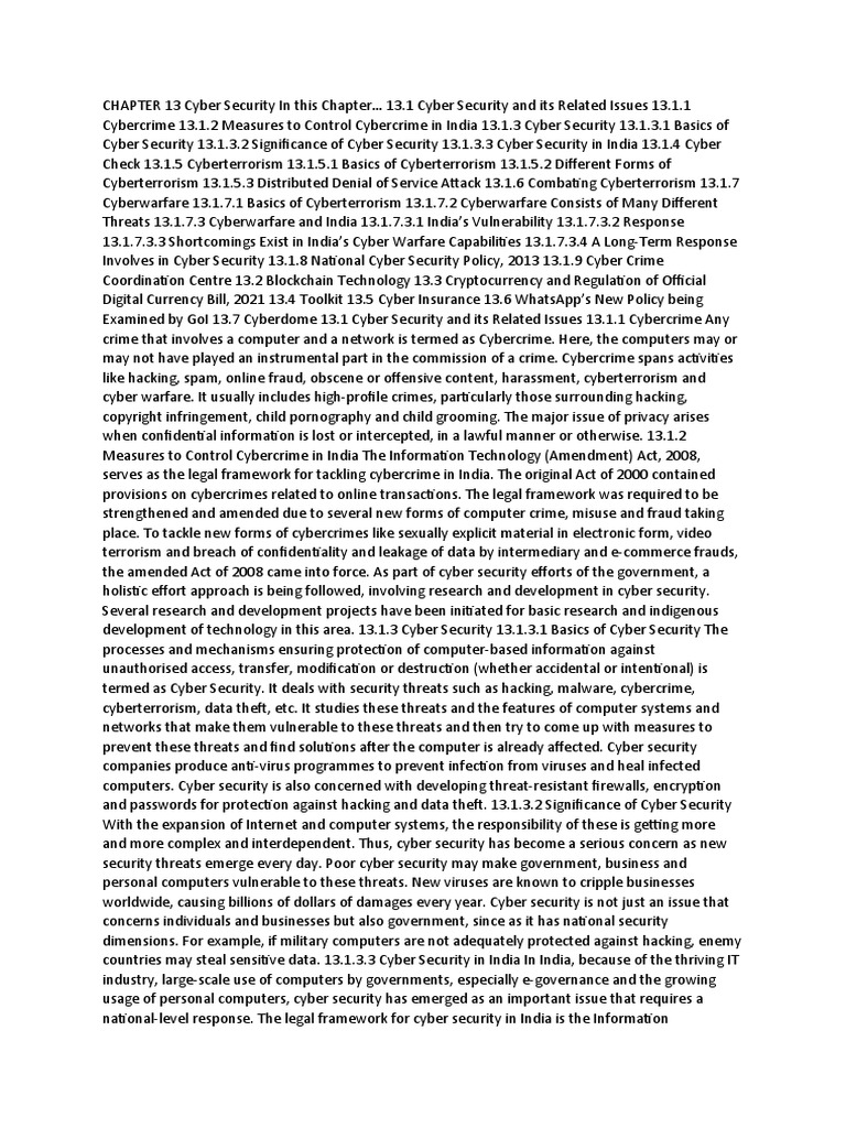 CHAPTER 13 Cyber Security in This Chapter | PDF | Security | Computer ...