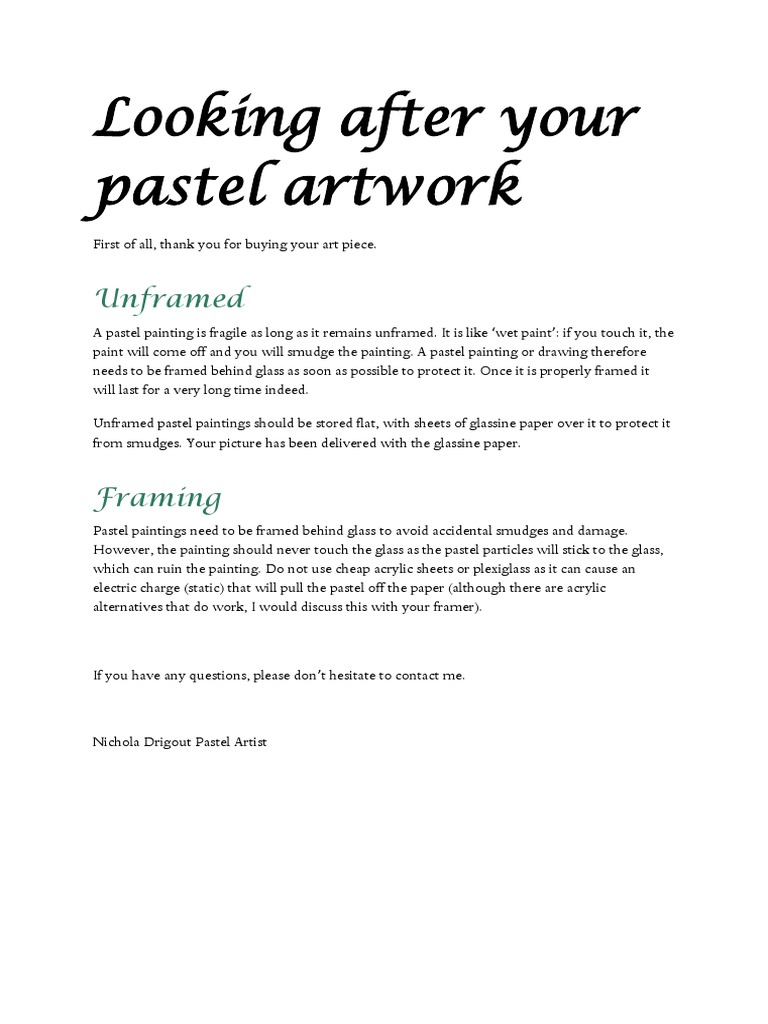 Looking After Pastel Painting PDF PDF