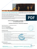 Avis de Recrutement Interne Et Externe Assistant Eléctricien N 053