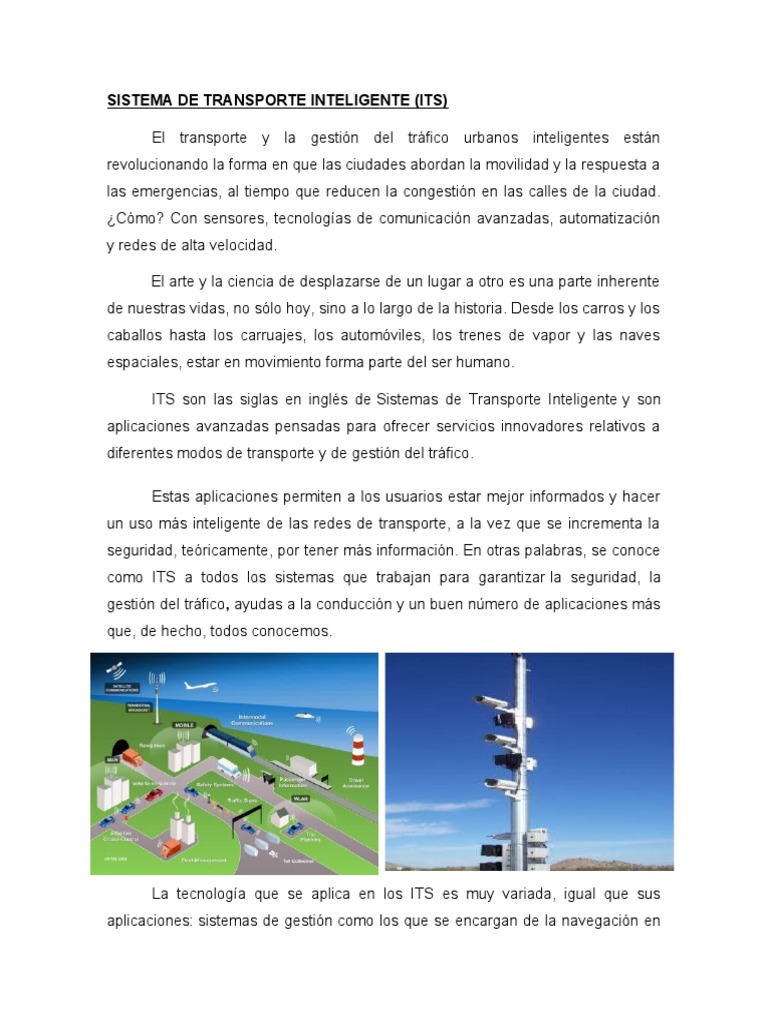 Sistemas de Transporte Inteligente (ITS) | PDF | Transporte ...