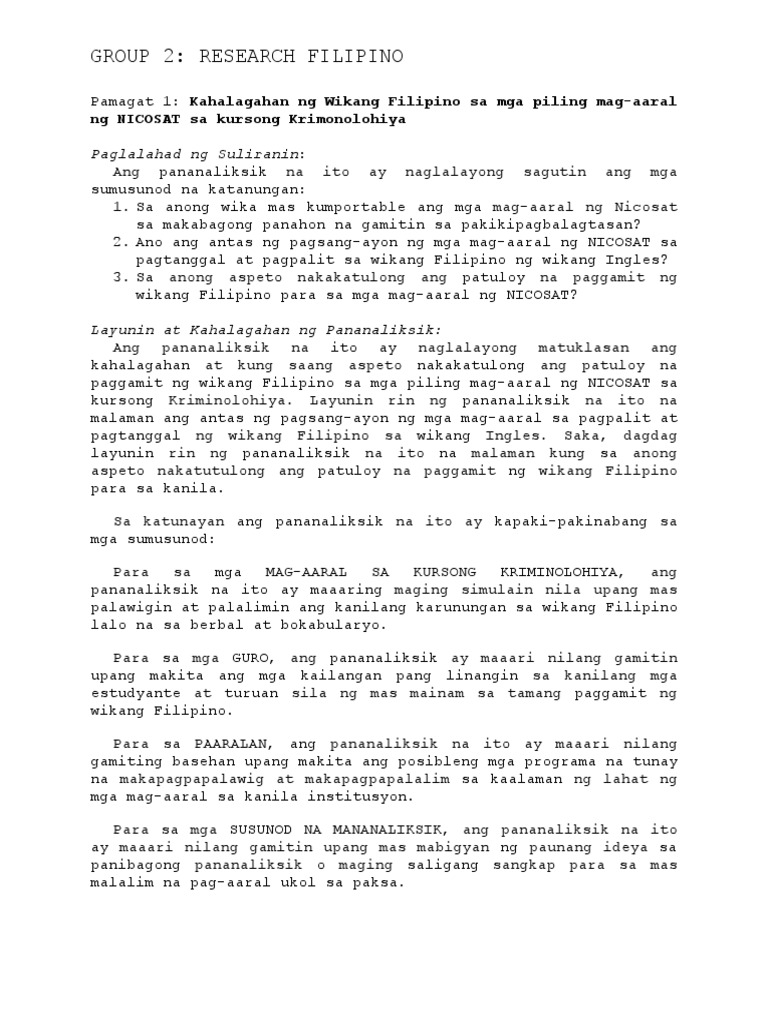 Fil Research Group 2 | PDF