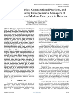 Professional Ethics, Organizational Practices, and Culture of Trust by Entrepreneurial Managers of Selected Small and Medium Enterprises in Bulacan