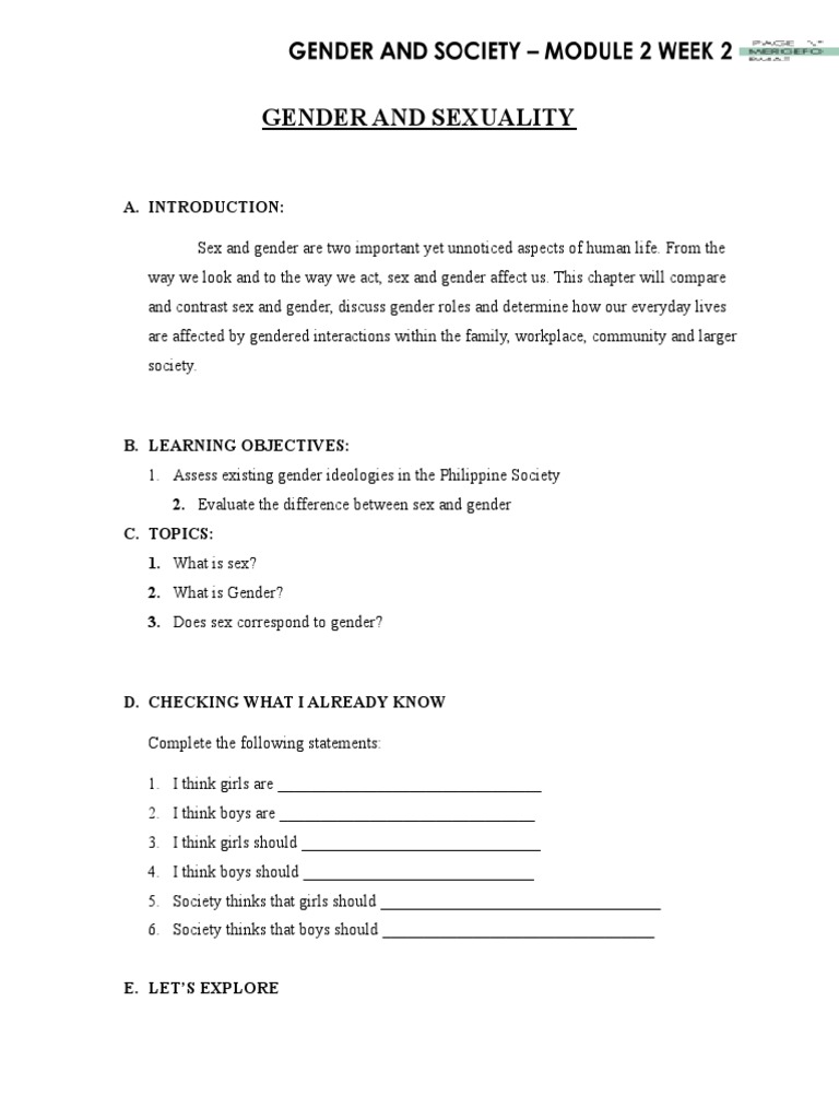 Gender and Society - Module 2 | PDF | Gender | Gender Studies