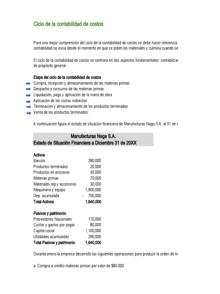 Ciclo de Contabilidad de Costos Detallado | PDF | Contabilidad de ...