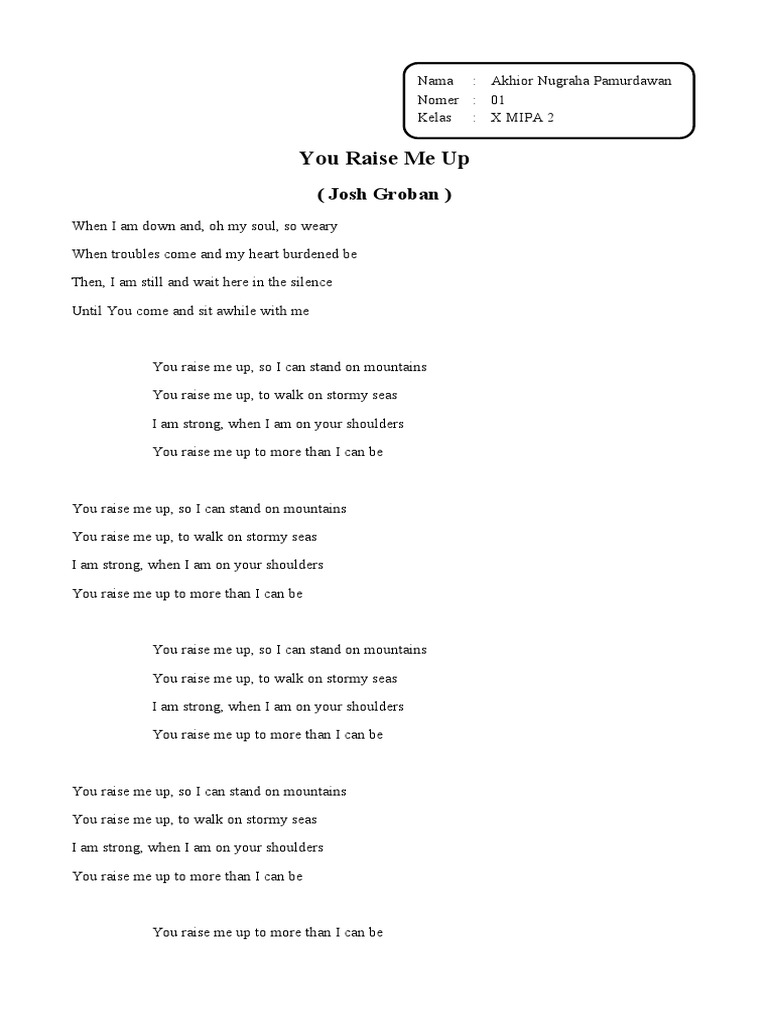You Raise Me Up | PDF