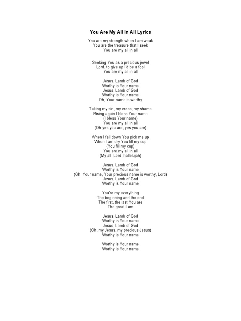 You Are My All in All Lyrics | PDF