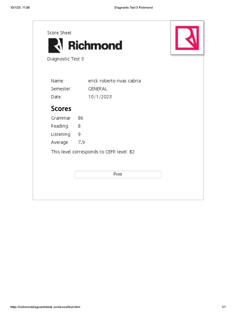 Diagnostic Test 3 Richmond Erick Rivas PDF | PDF