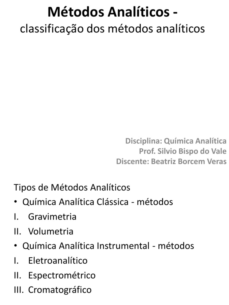 Tipos de Métodos Analíticos em Química | PDF | Bem-estar | Ciências e ...