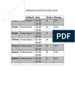 Jadwal Mengajar Semester Ganjil 2018