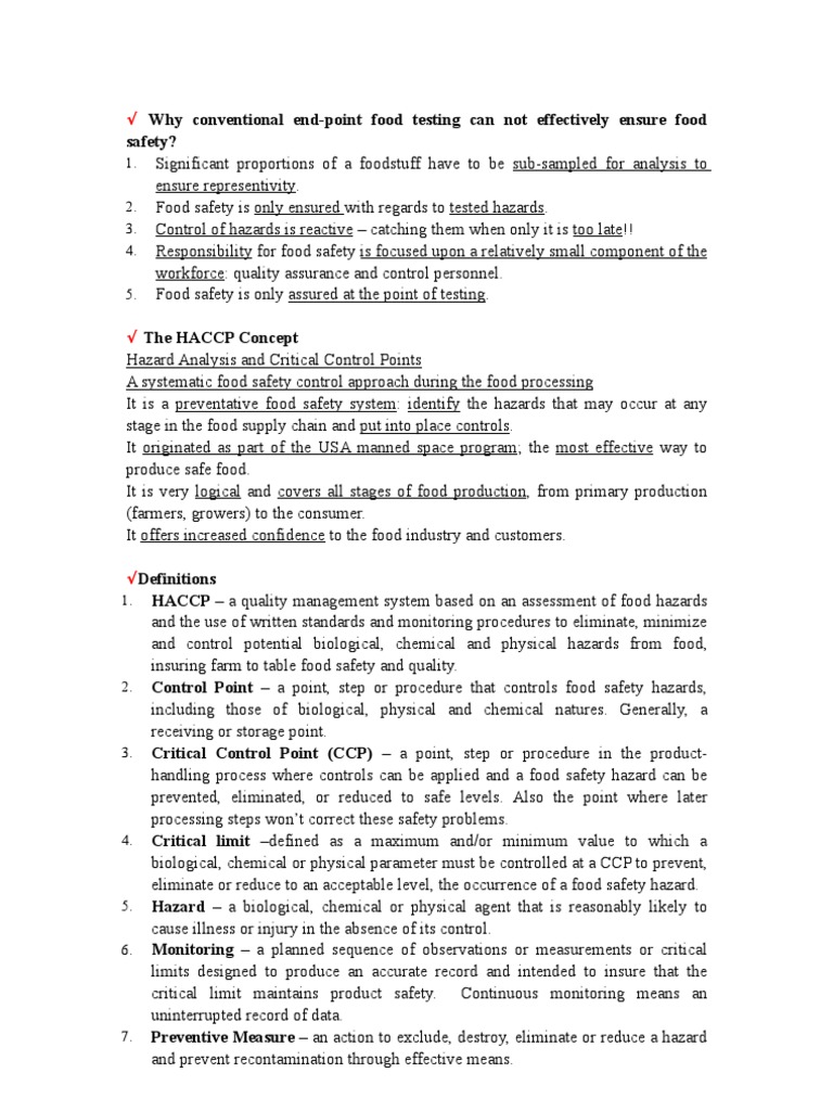 Haccp Exam PDF Hazard Analysis And Critical Control Points Food