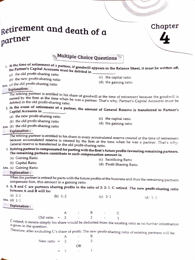 MCQ ISC 2023 Retirement and Death | PDF | Debits And Credits ...