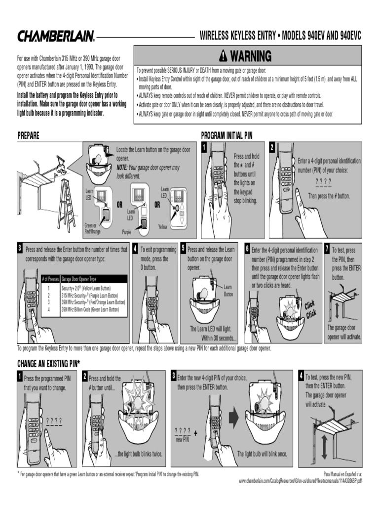 Chamberlain940EV940EVC.pdf PDF Door Manufactured Goods