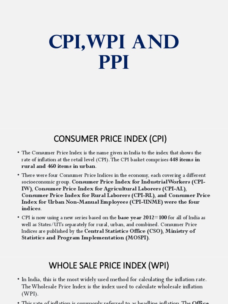 Cpi, Wpi and Ppi PDF Wholesale Price Index Index (Economics)