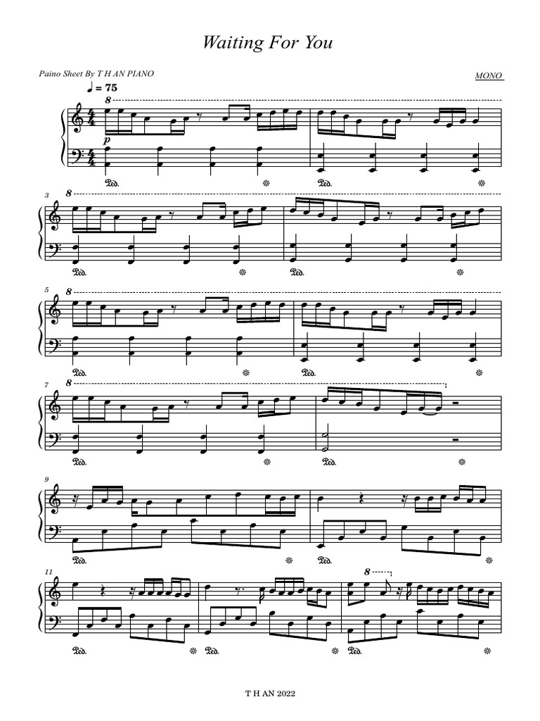 Waiting For You Piano Sheet Music | PDF
