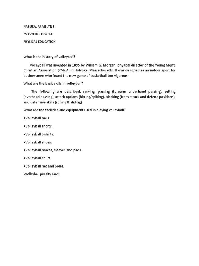 What Is The History of Volleyball PDF PDF