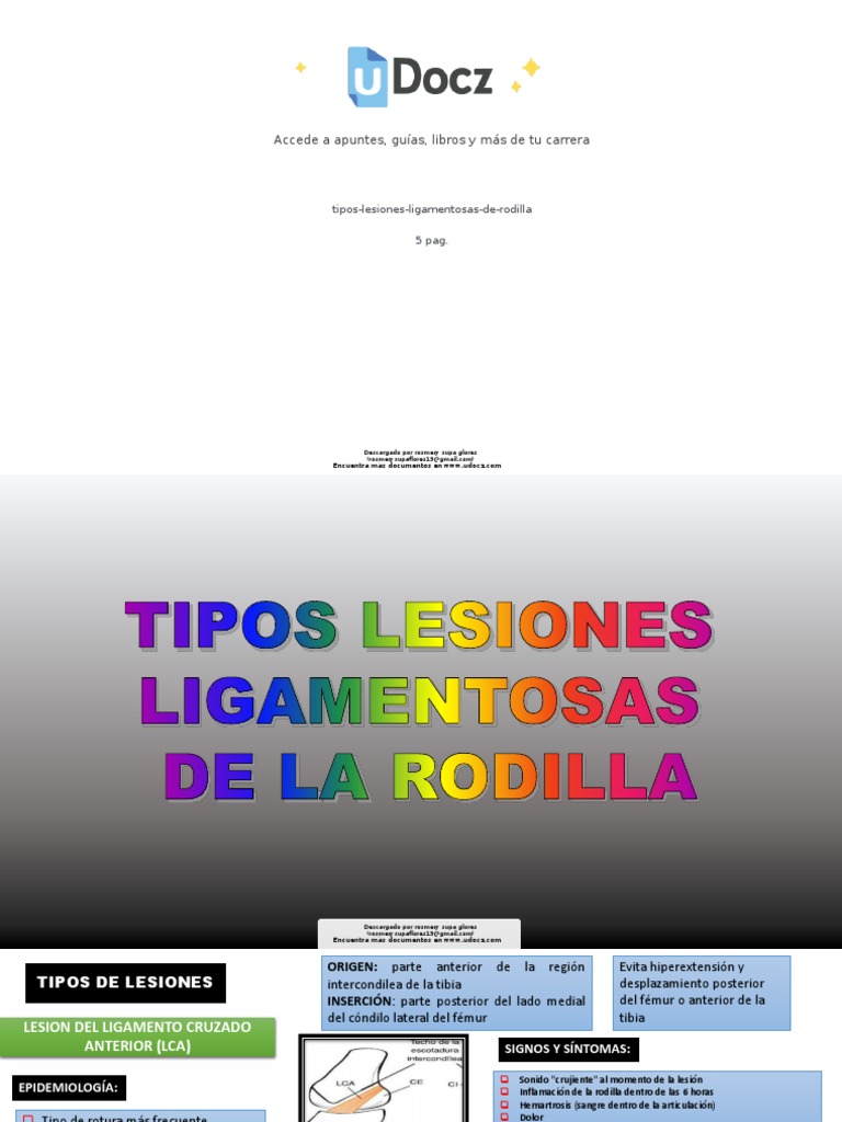 Tipos Lesiones Ligamentosas de Rodilla 255282 Downloable 1046487 PDF ...