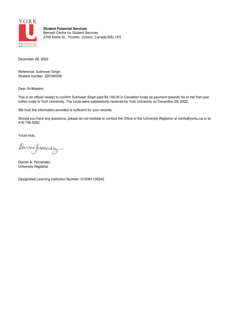 Fees PDF Download Free PDF York University Tuition Payments