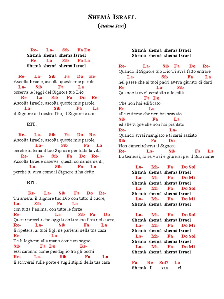 Shema - Israel - Testo e Accordi | PDF