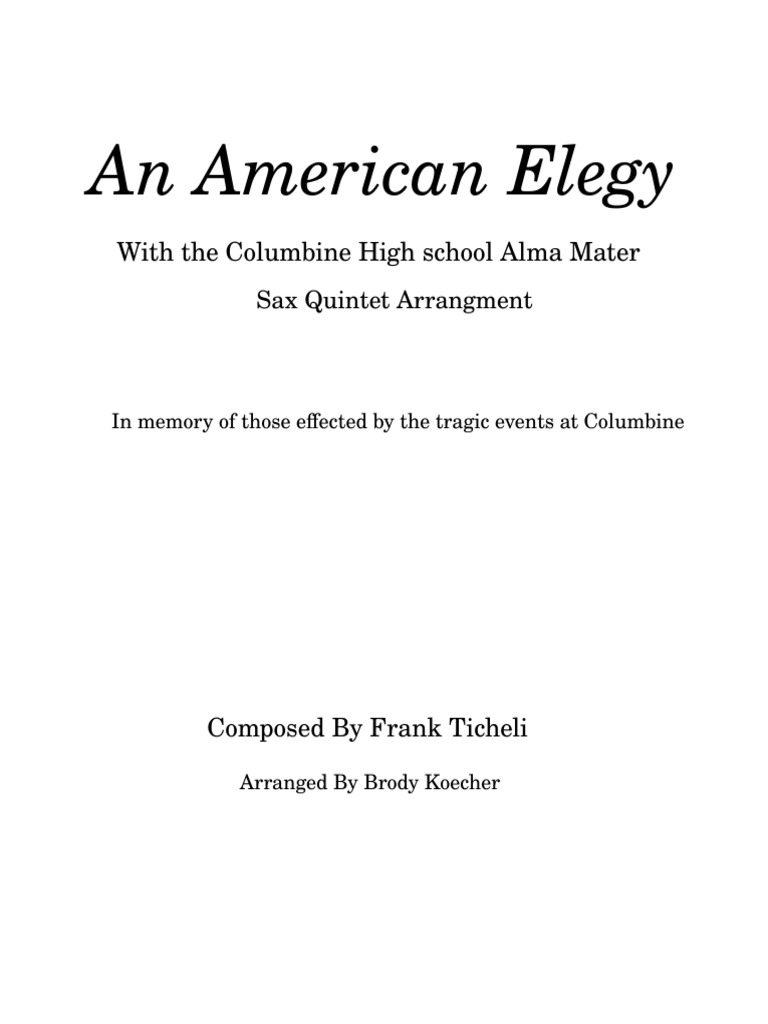 An American Elegy Sax Quintet Frank Ticheli Arr Brody PDF PDF