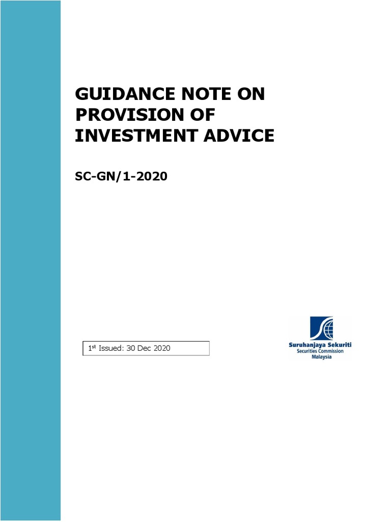 SC Guidelines Investment Advice PDF Derivative (Finance) Investing