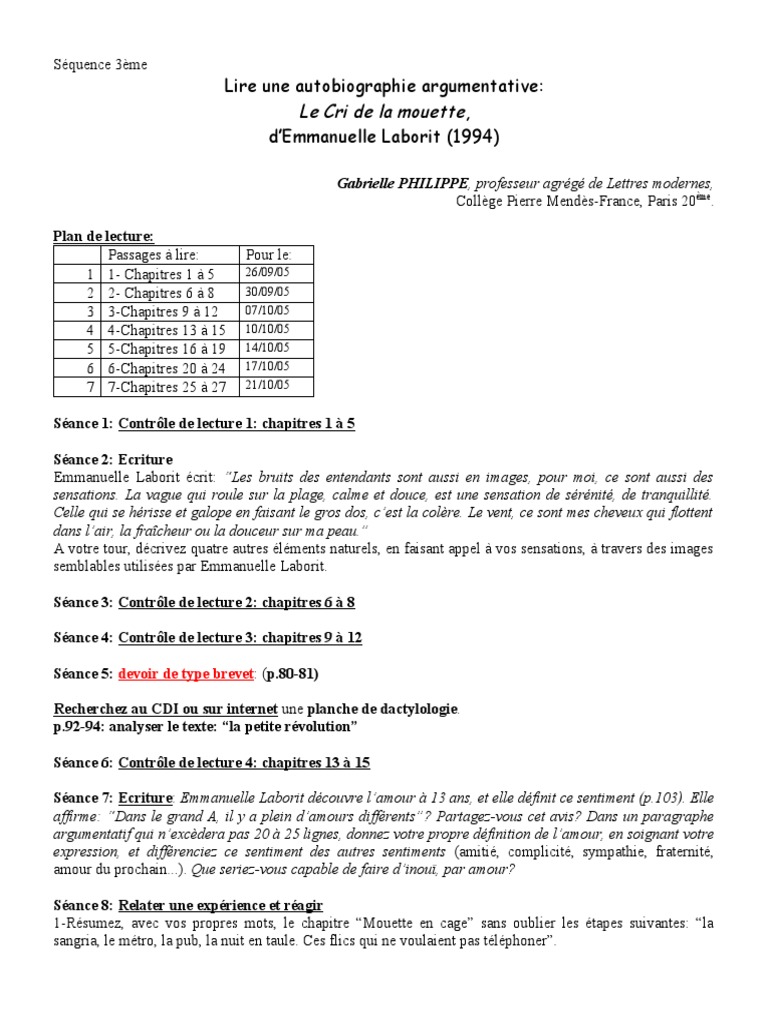 Le Cri De La Mouette Résumé Chapitre 1 SqCriDeLAMouette.doc | PDF | Langue des signes | Linguistique