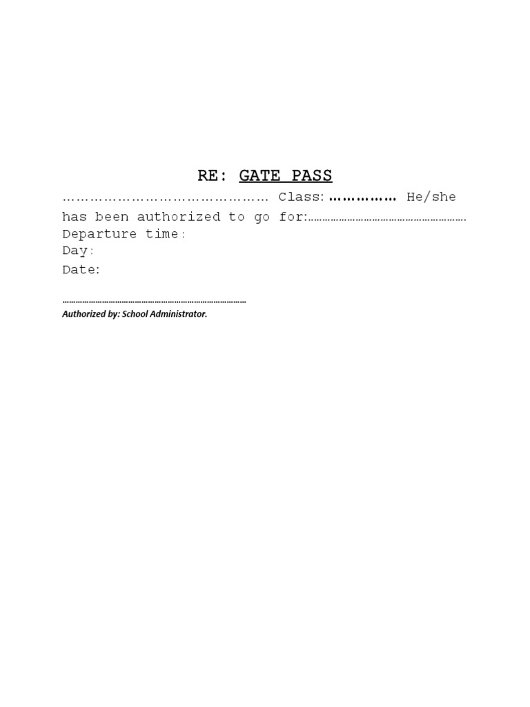 School Gate Pass Authorization Format | PDF | Art