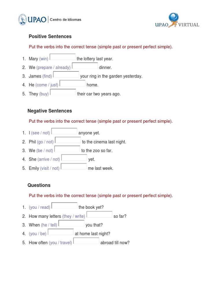 SIMPLE PAST VS PRESENT PERFECT EXERCISES WITH ANSWERS PDF CLASS visual data 2
