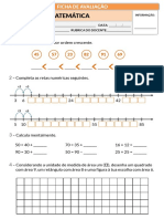 Avaliação de Matemática com 8 questões