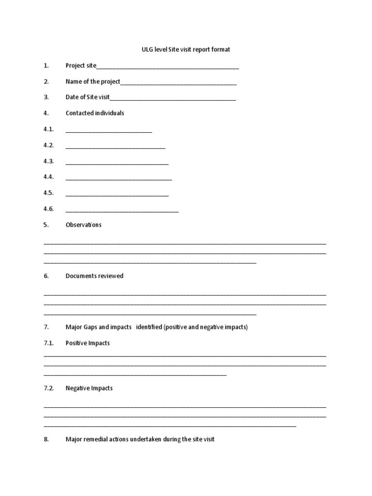 Site Visit Report Format for Construction | PDF | Natural Environment