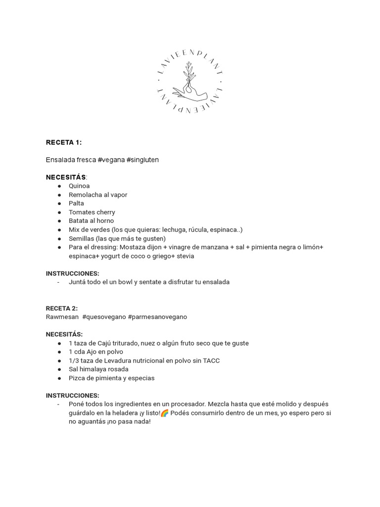 Recetas Veganas Sin Gluten y Saludables | PDF | ensalada | Alimentos