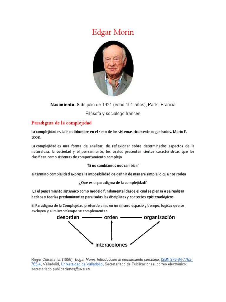 Paradigma de la Complejidad de Morin | PDF | Ciencias sociales | Filosofía