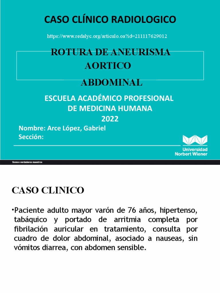 Clasificación y manejo de aneurisma aórtico | PDF