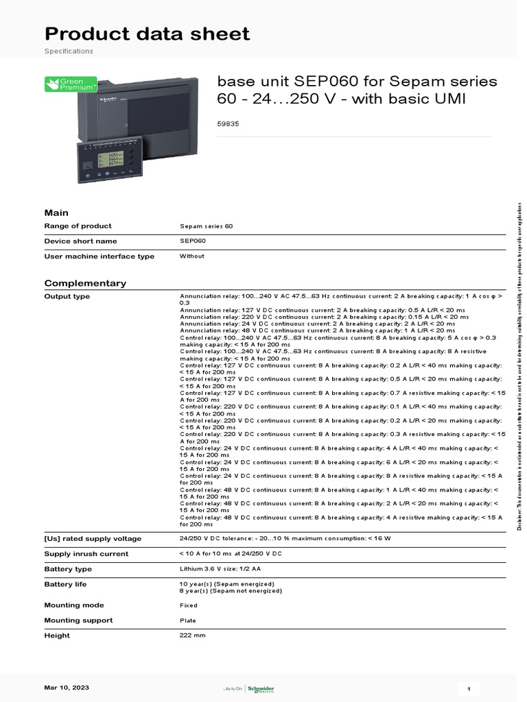 SEP060 Data Sheet | PDF | Relay | Hertz