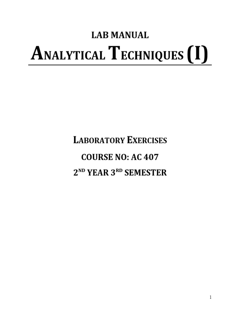 Analytical Techniques Lab Manual AC 407 | PDF | Chemistry | Titration