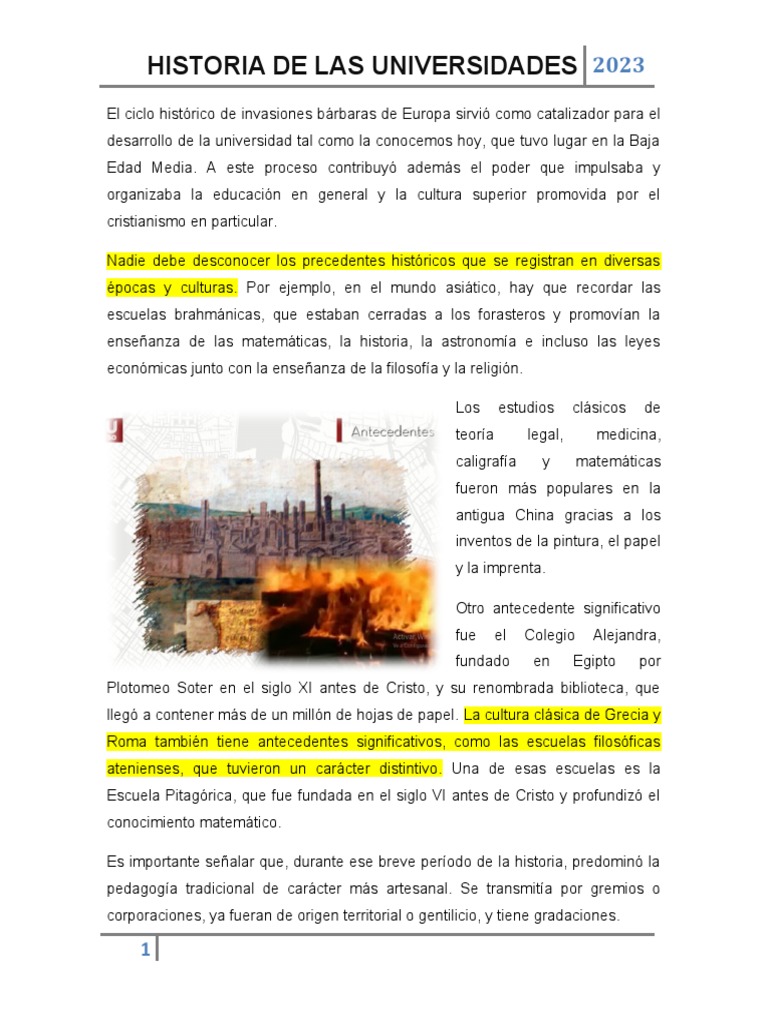 Historia De Las Universidades Pdf Universidad Edades Medias