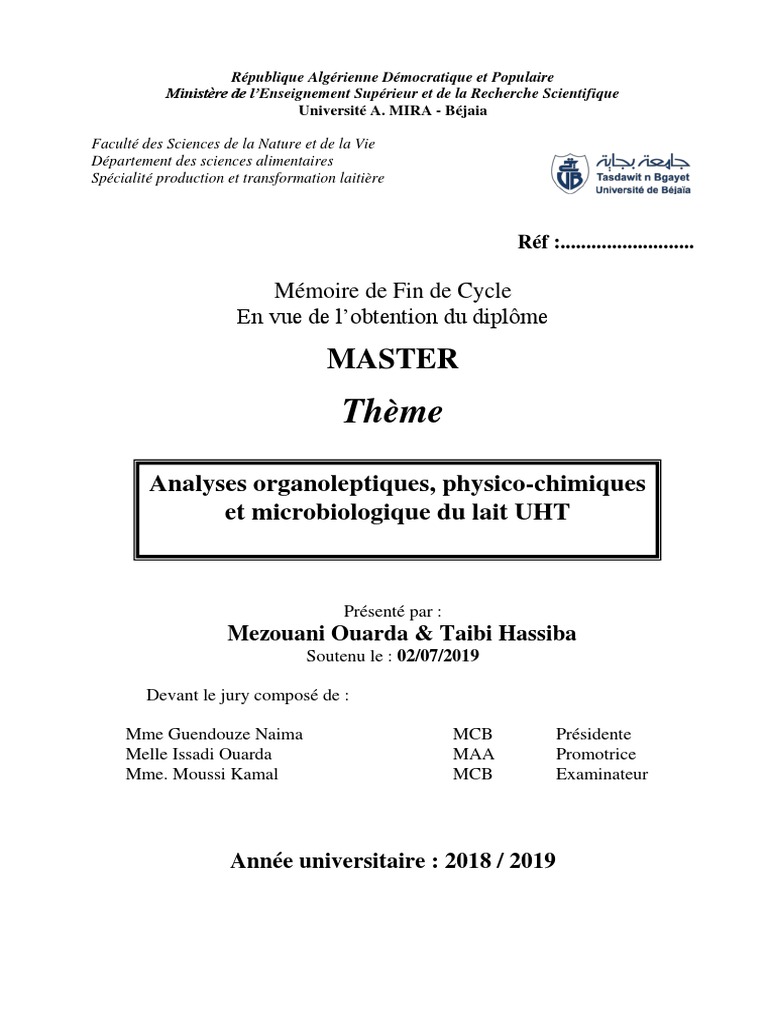 Analyses physico-chimiques du lait UHT | PDF | Lait | Ph