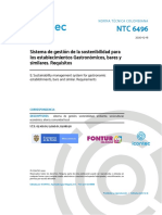 NTC 6496 2020 Sistema de Gestion de La Sostenibilidad para Los Establecimientos Gastronomicos Bares y Similares Requisitos PDF