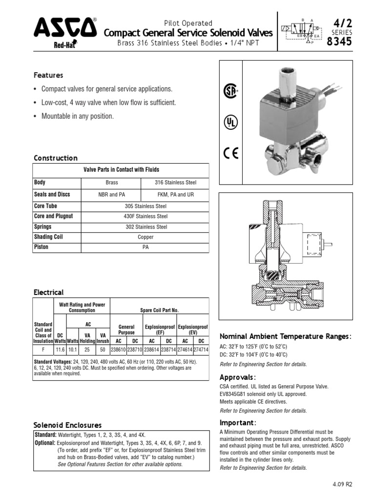 Asco 8345 - 4.09R2 | PDF | Alternating Current | Valve