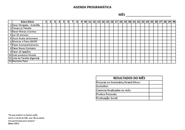 Agenda Programática Mensal de Tarefas | PDF