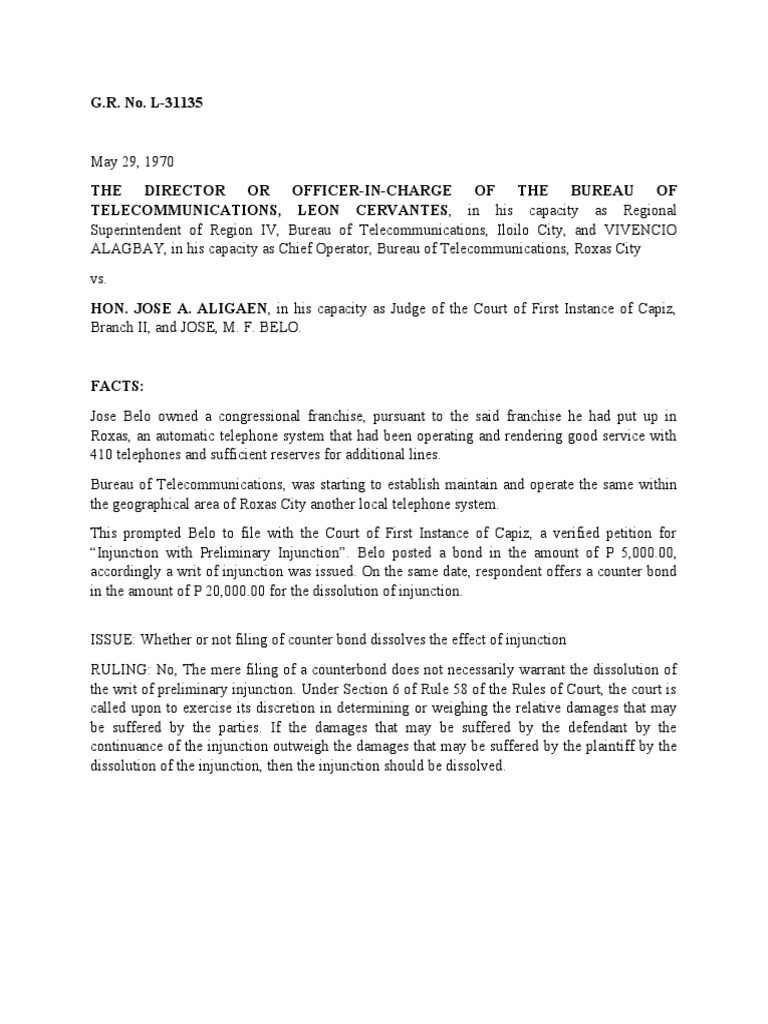 Injunction and Counter Bond Ruling Analysis | PDF | Law