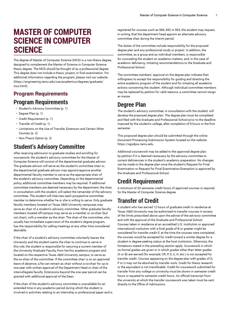 Computer Science Requirements _ Requirements for the B.S. in Computer ...